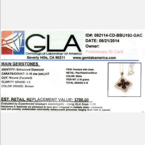 .15 cw Brown/Black Diamond enhanced Necklace - Picture 2 of 3